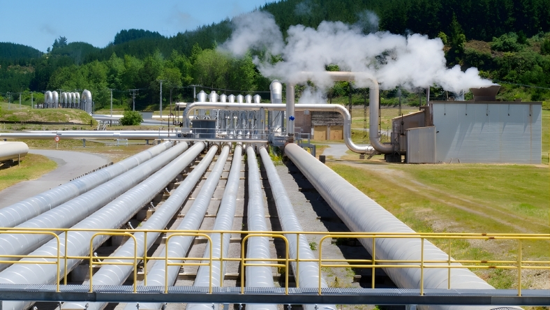Enhanced geothermal plant with steam pipelines for clean power
